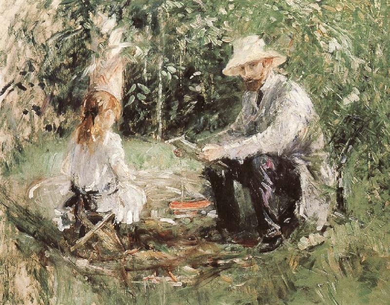 Berthe Morisot Manet and his daughter France oil painting art